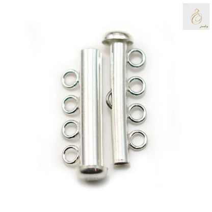 Close-up view of 925 Sterling Silver 4-Row Tube Clasp showing detailed construction and secure connection mechanism