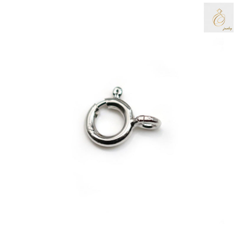 925 Sterling Silver Spring Clasp with Ring - Platinum Plated 7mm Jewelry Finding for Necklaces and Bracelets