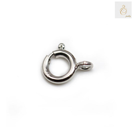 925 Sterling Silver Spring Clasp with Ring - Platinum Plated 8mm Jewelry Finding for Necklaces and Bracelets