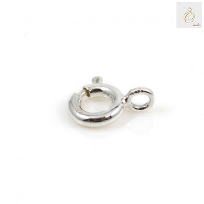 Close-up view of 925 sterling silver spring clasp mechanism with attached ring