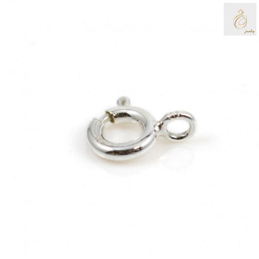 Close-up view of 925 sterling silver spring clasp mechanism with attached ring