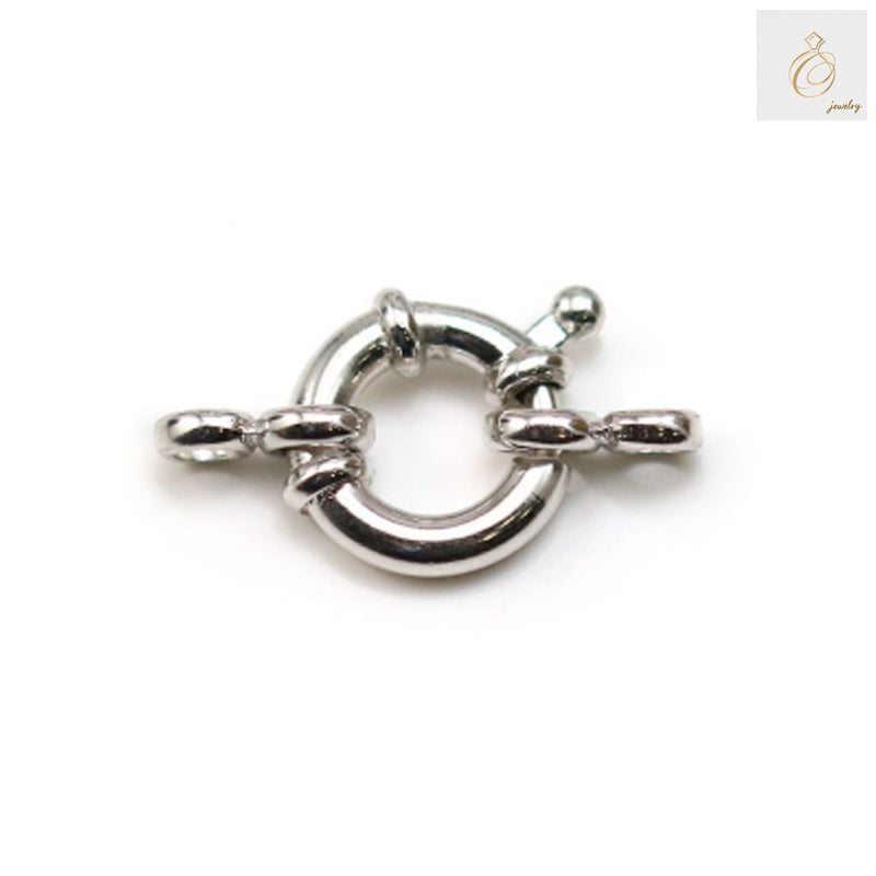 925 sterling silver spring ring clasp with platinum plating, 10mm diameter, jewelry findings for necklaces and bracelets
