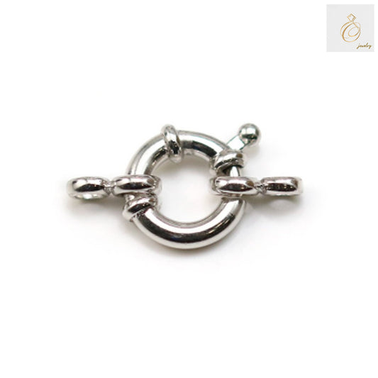 925 sterling silver spring ring clasp with platinum plating, 10mm diameter, jewelry findings for necklaces and bracelets