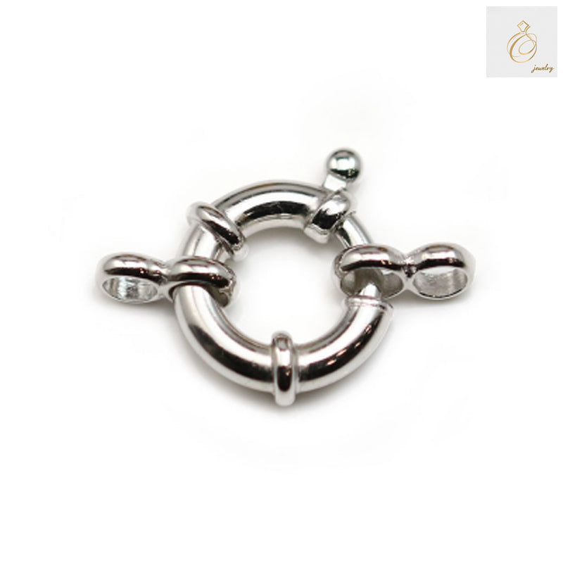 925 sterling silver spring ring clasp with platinum plating, 14mm diameter jewelry finding for necklaces and bracelets