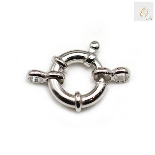 925 sterling silver spring ring clasp with platinum plating, 14mm diameter jewelry finding for necklaces and bracelets