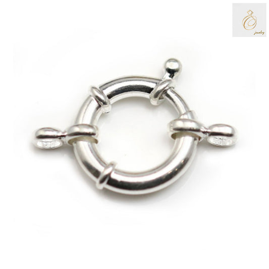 925 sterling silver spring ring clasp, 18mm diameter, polished finish jewelry finding for necklaces and bracelets