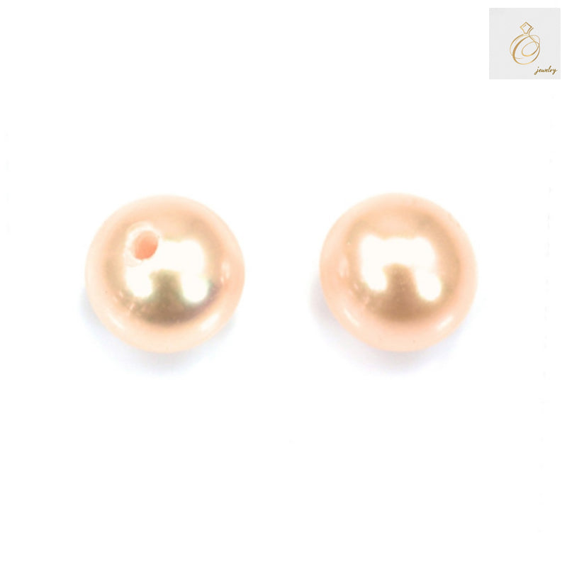 Champagne freshwater cultured pearls, half-drilled round beads, 4-4.5mm size, 10 pieces pack for jewelry making