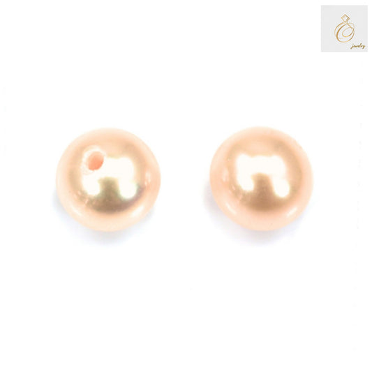 Champagne freshwater cultured pearls, half-drilled round beads, 4-4.5mm size, 10 pieces pack for jewelry making