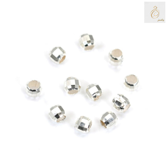 925 sterling silver faceted ball beads 3mm diameter with 1.8mm holes, pack of 100 pieces for jewelry making