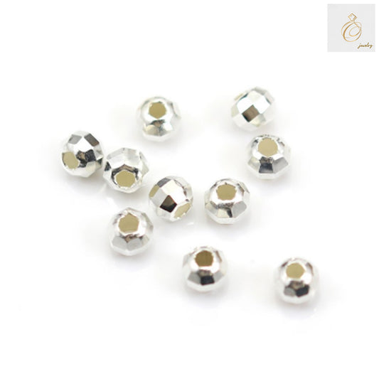 925 Sterling Silver Faceted Round Beads 6mm - High-quality jewelry making supplies with brilliant faceted surface, pack of 10 pieces
