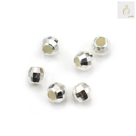 925 Sterling Silver Faceted Round Beads 8mm with 3.8mm holes - Pack of 10 jewelry making supplies
