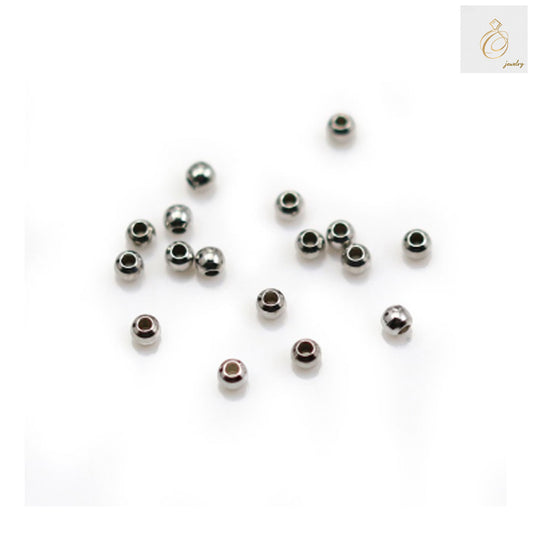 925 sterling silver platinum plated ball beads, 2mm diameter with 0.8mm hole, pack of 100 pieces for jewelry making