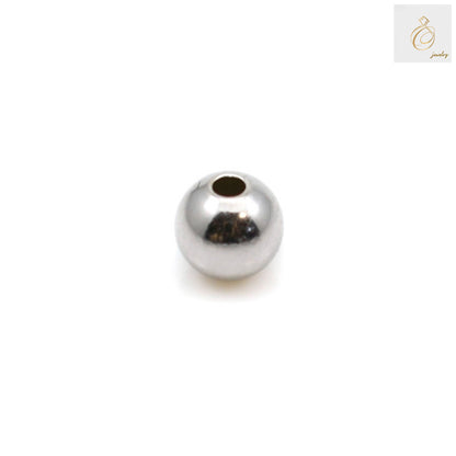 925 sterling silver platinum plated ball beads 6mm diameter with 1.5mm holes, pack of 10 pieces for jewelry making