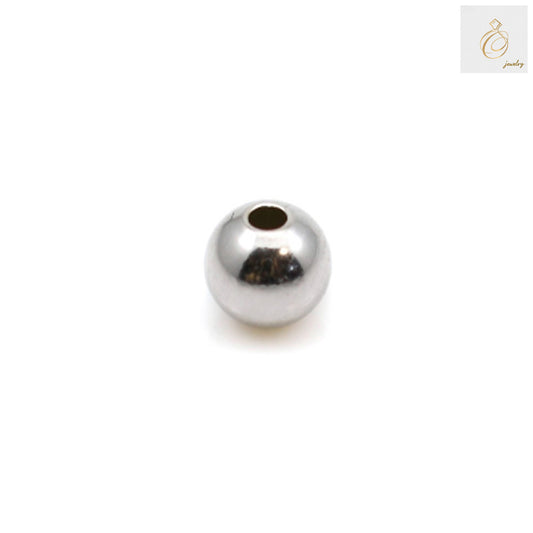 925 sterling silver platinum plated ball beads 6mm diameter with 1.5mm holes, pack of 10 pieces for jewelry making