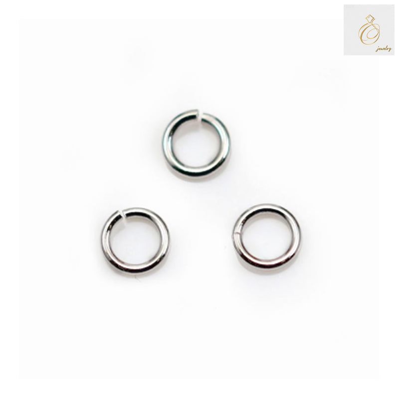 925 Sterling Silver Platinum Plated Open Jump Rings 6x0.9mm - Pack of 10 pieces for jewelry making