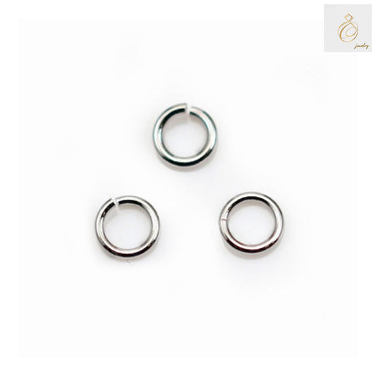 925 Sterling Silver Platinum Plated Open Jump Rings 6x0.9mm - Pack of 10 pieces for jewelry making