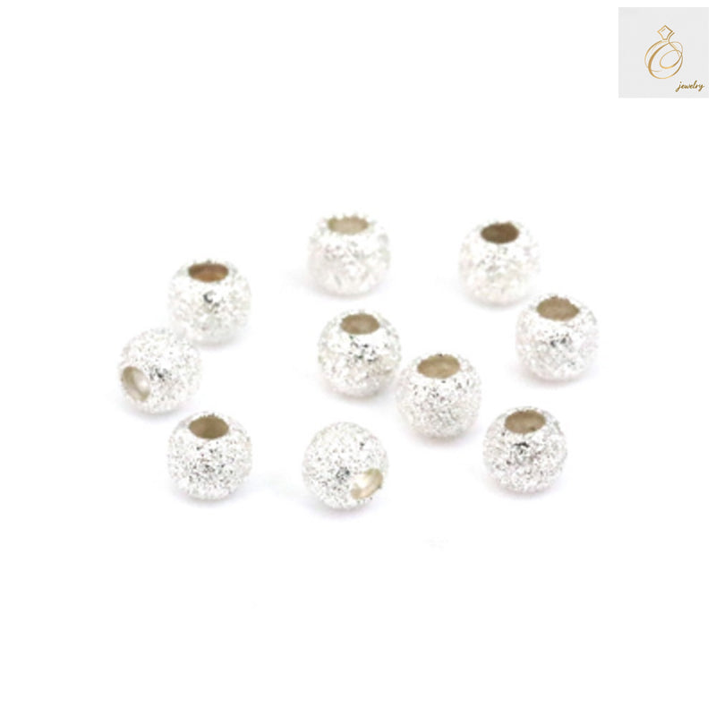 925 Sterling Silver Round Diamond Beads - 2.5mm diameter with 1mm hole, pack of 50 pieces for jewelry making and crafting