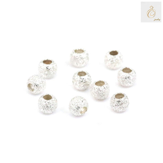 925 Sterling Silver Round Diamond Beads - 2.5mm diameter with 1mm hole, pack of 50 pieces for jewelry making and crafting