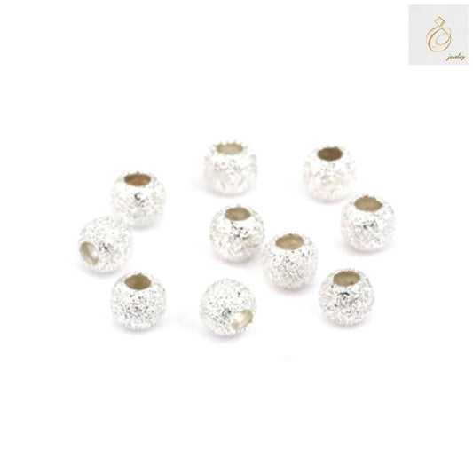 925 Sterling Silver Round Diamond Beads - 3mm diameter with 1.2mm hole, pack of 50 pieces for jewelry making