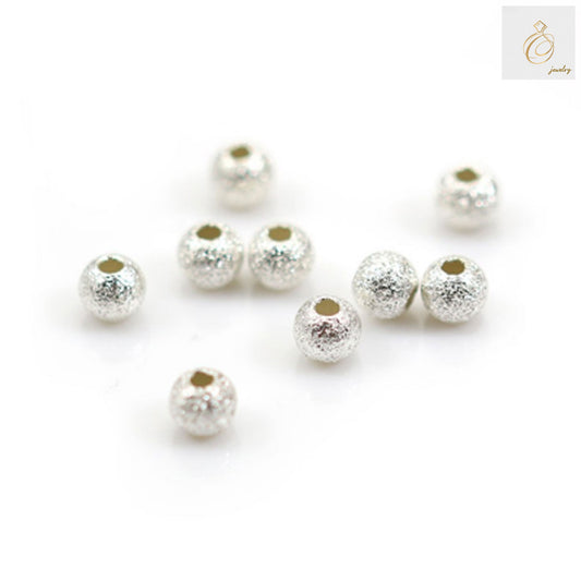 925 Sterling Silver Round Diamond Cut Beads - 4mm diameter with 1mm hole, pack of 50 pieces for jewelry making