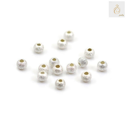 925 Sterling Silver Round Diamond Beads - 5mm diameter with 2mm hole, pack of 20 pieces for jewelry making