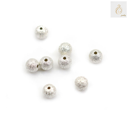 925 sterling silver round diamond beads, 6mm diameter with sparkling diamond-cut surface, pack of 10 pieces for jewelry making