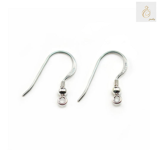 925 Sterling Silver Spring Ear Hooks with Ball Detail - 18mm Size, Pack of 10 Jewelry Making Findings