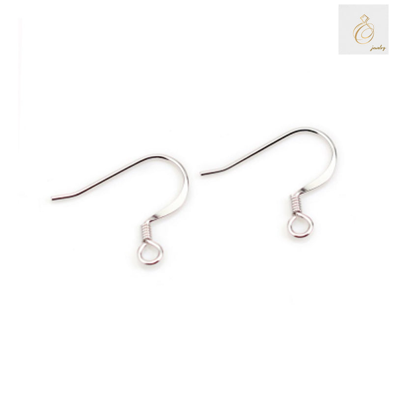925 Sterling Silver Spring Earring Hooks - 16mm Platinum Plated Jewelry Findings, Pack of 10