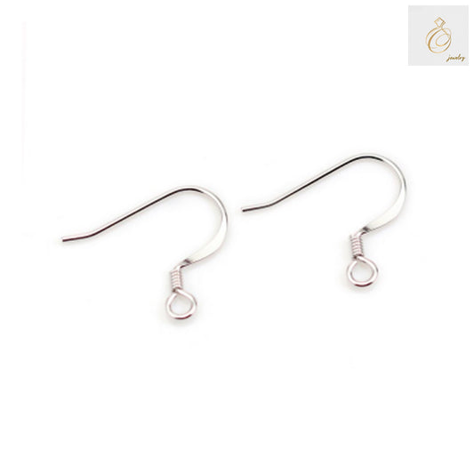 925 Sterling Silver Spring Earring Hooks - 16mm Platinum Plated Jewelry Findings, Pack of 10