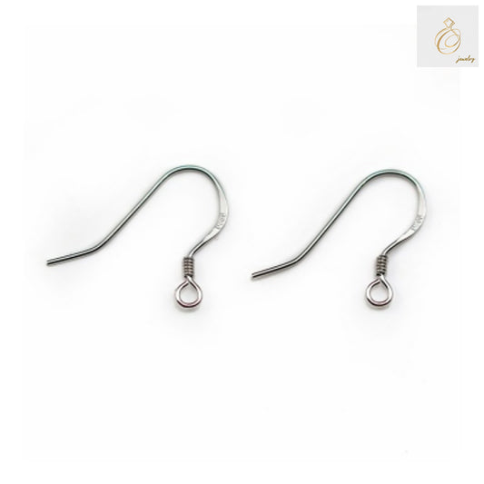 925 sterling silver spring earring hooks, 18mm size, platinum plated finish, pack of 10 pieces for jewelry making