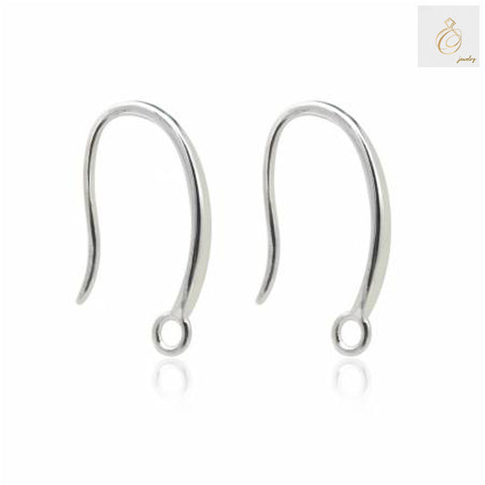 925 Sterling Silver Earring Hooks - Platinum Plated 9x15mm Thick Back Design (10 pieces)