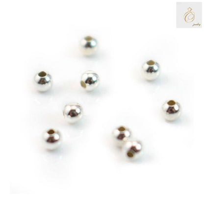 Close-up view of 925 Sterling Silver Ball Beads showing smooth finish and 1mm holes