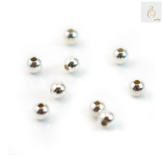 Close-up view of 925 Sterling Silver Ball Beads showing smooth finish and 1mm holes