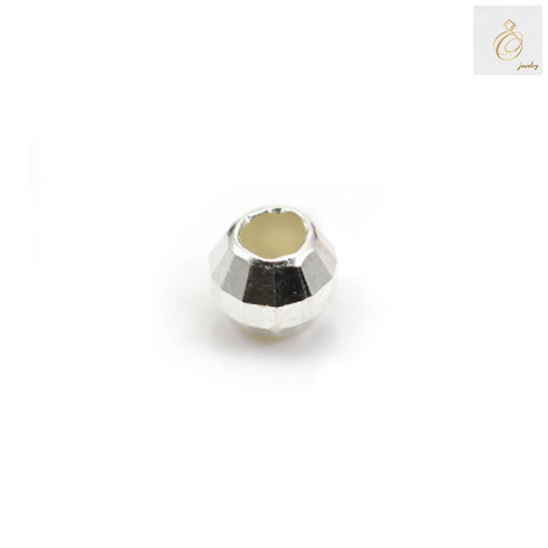 925 sterling silver faceted ball beads 2.5mm diameter with 0.8mm holes, showing the sparkling faceted surface and precise craftsmanship