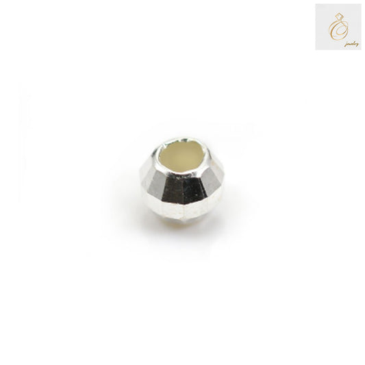 925 sterling silver faceted ball beads 2.5mm diameter with 0.8mm holes, showing the sparkling faceted surface and precise craftsmanship
