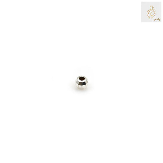 Close-up view of 925 sterling silver faceted ball-shaped beads showing brilliant cut surfaces and reflective quality