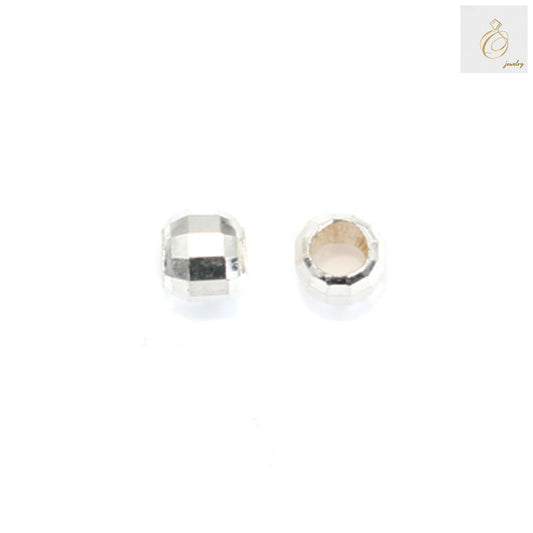 Close-up view of 925 sterling silver faceted ball beads showing detailed surface texture and quality finish