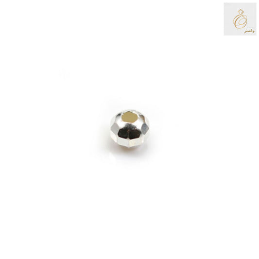 Close-up view of 925 sterling silver faceted ball beads showing detailed surface texture and brilliant shine