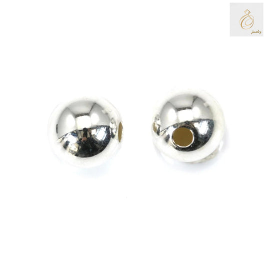 Close-up View of 925 Sterling Silver Ball Beads with Platinum Plating - Jewelry Making Supplies