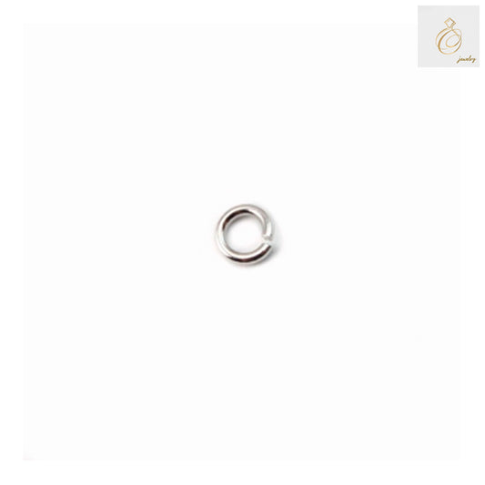 Close-up view of 925 sterling silver platinum plated jump rings showing quality and finish - 4mm diamete