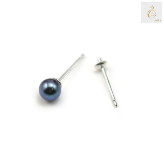 Close-up of 925 Sterling Silver Earring Studs showing 3mm size and polished finish - Jewelry Findings