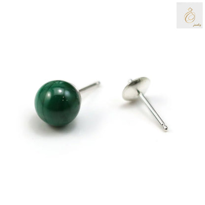 Close-up view of 925 sterling silver earring studs showing quality and finish, compatible with half drilled beads