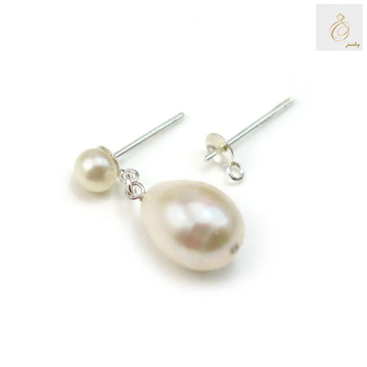 Close-up View of 925 Sterling Silver Earring Posts - 4mm Diameter with Secure Ring Design for Half-Drilled Beads