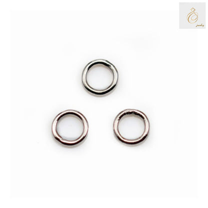 925 Sterling Silver Platinum Plated Round Jump Rings 6mm x 0.8mm - Pack of 10 pieces for jewelry making