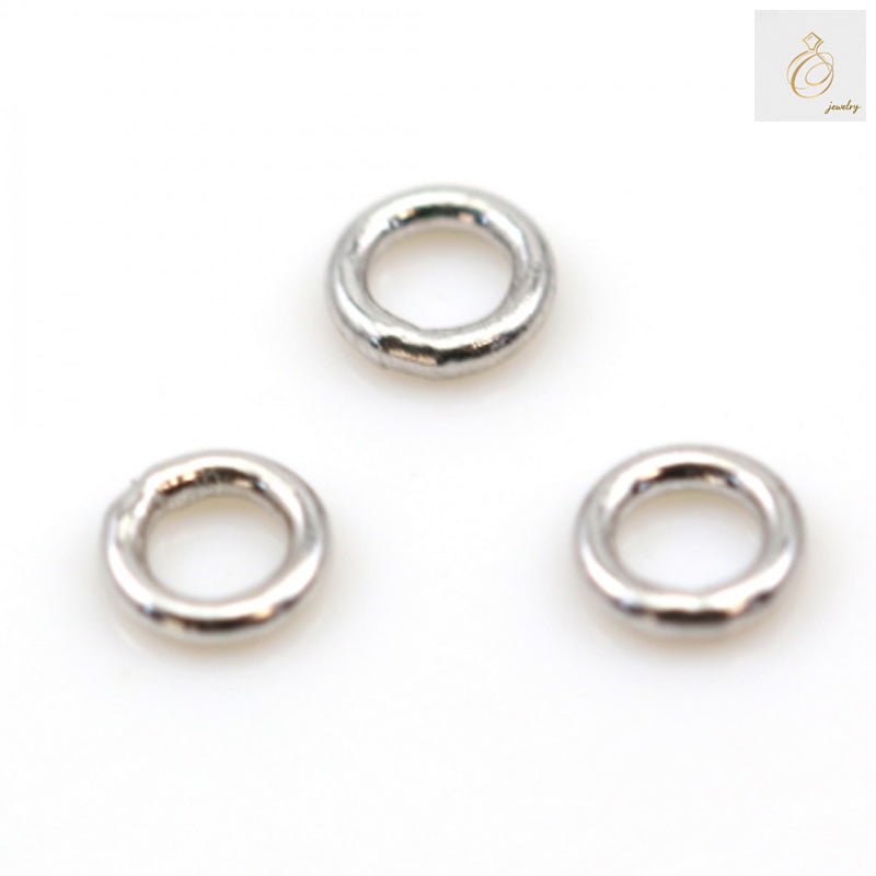 925 sterling silver platinum plated round jump rings, 4mm diameter x 0.8mm wire thickness, pack of 10 pieces for jewelry making
