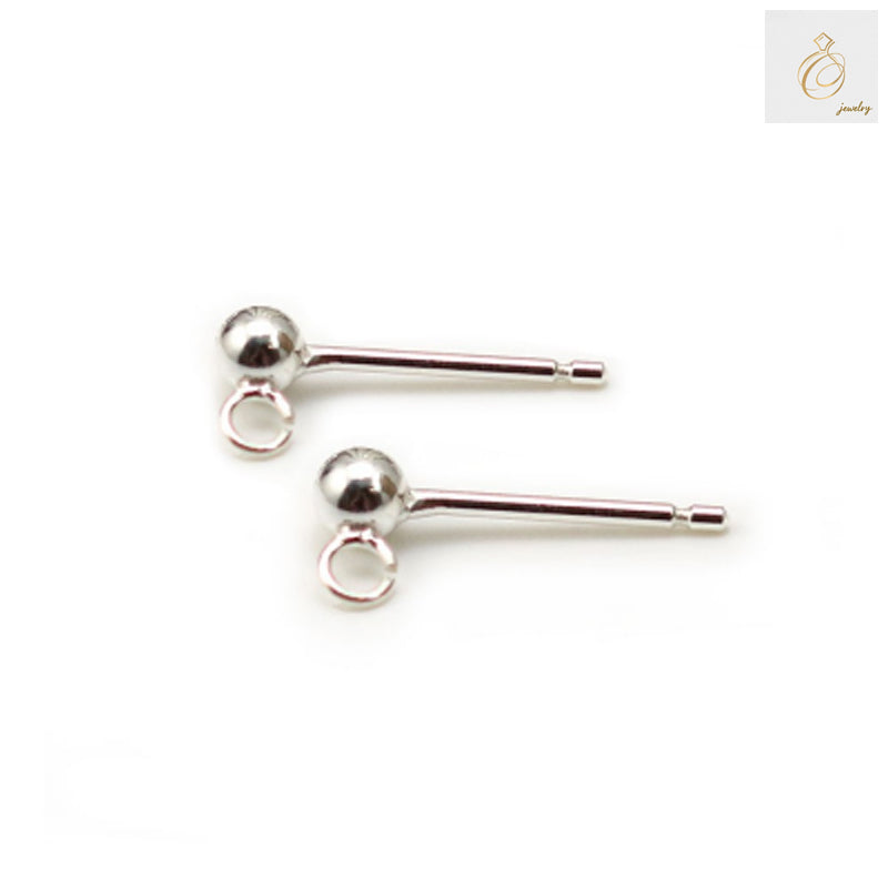 925 sterling silver ball stud earrings, 3mm size, set of 10 pairs displayed on white background