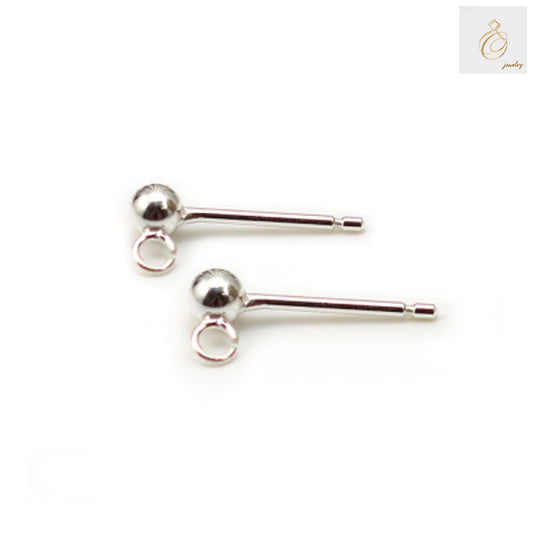 925 sterling silver ball stud earrings, 3mm size, set of 10 pairs displayed on white background