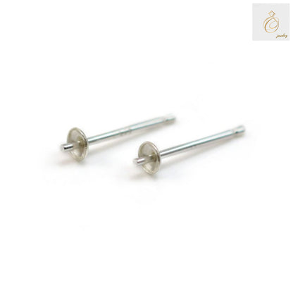 925 Sterling Silver Earring Studs for Half Drilled Beads, 3mm Size, Pack of 10 - Jewelry Making Supplies