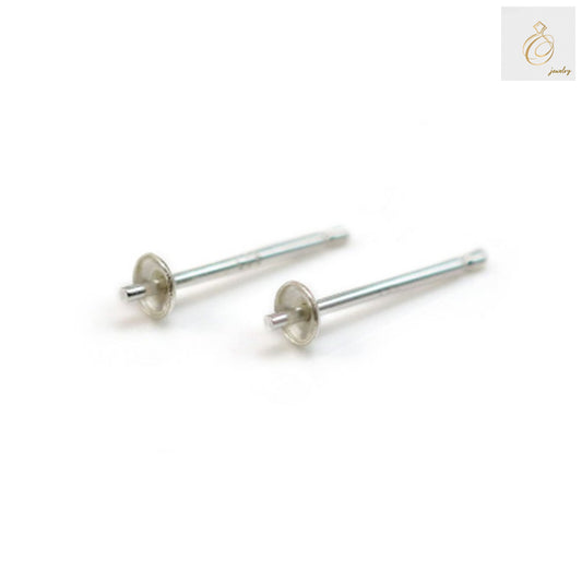 925 Sterling Silver Earring Studs for Half Drilled Beads, 3mm Size, Pack of 10 - Jewelry Making Supplies
