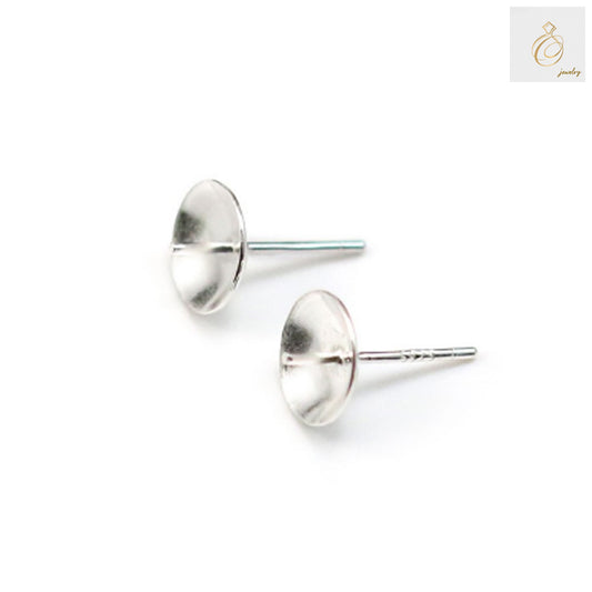 925 sterling silver earring posts for half-drilled beads, 8mm size, showing 10 pieces jewelry findings